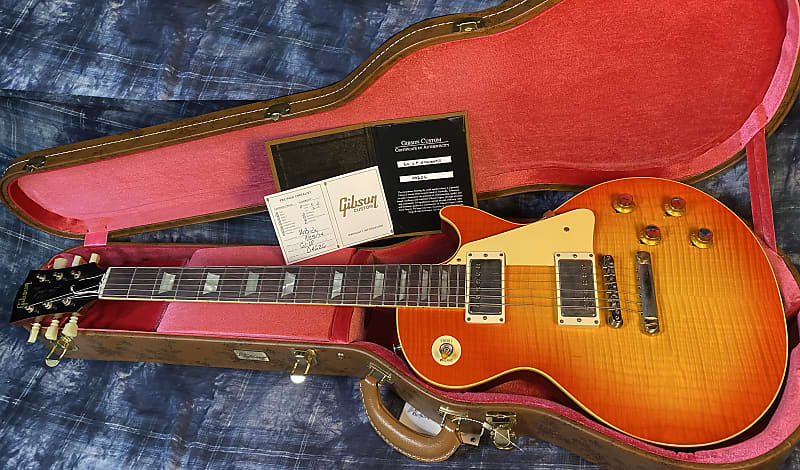 NEW ! 2024 Gibson Custom 1960 Les Paul Standard Reissue VOS - Tangerine Burst - Killer 3D Flame Top - Major Depth and Movement - Authorized Dealer - ONLY 8.2 lbs !!! - G03728