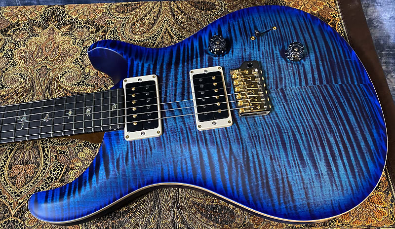 BRAND NEW ! 2024 Paul Reed Smith Custom 24 CU24 - Wood Library - Torrefied Flamed to Death Maple Neck - Ebony Fretboard - Violet Blue - Authorized Dealer - 7.3 lbs - G03591