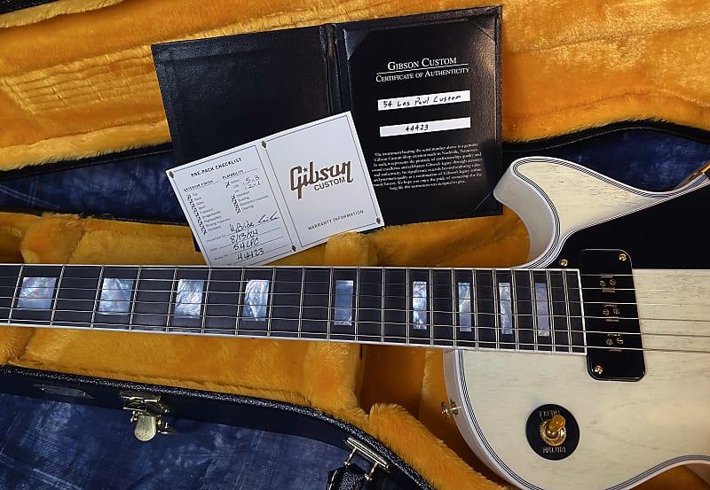 NEW ! 2024 Gibson Custom Shop Historic 2-Pickup '54 Les Paul Custom Reissue Dealer Select - P-90's Staple Pick-Up - TV White - VOS - Authorized Dealer - 9.5 lbs - Limited Edition - G03837