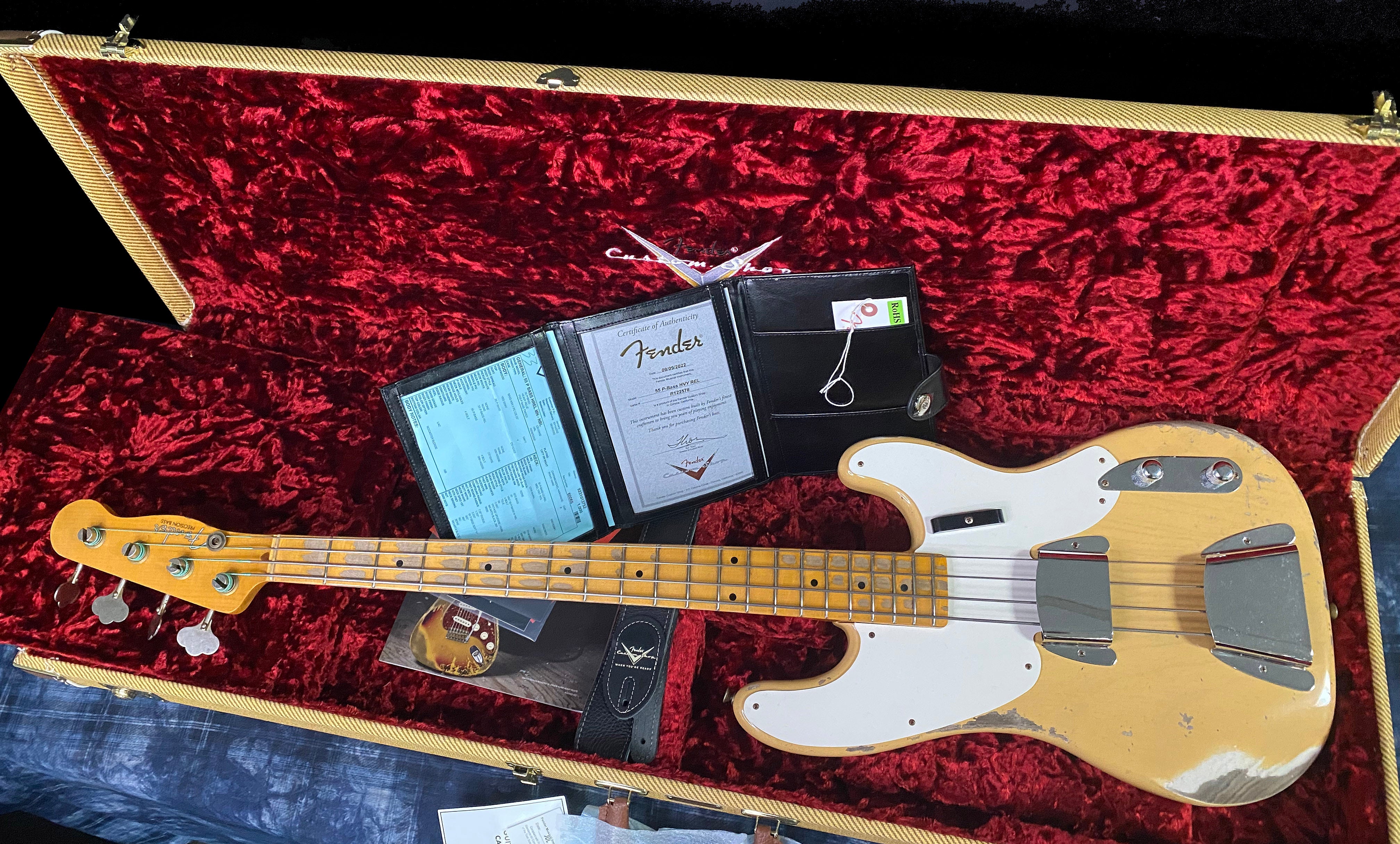 2022 Fender Custom Shop '55 Precision Bass Relic NoCaster Blonde Authorized Dealer Only 8.5lbs