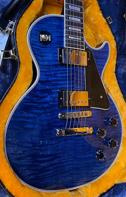 NEW! 2024 Gibson Custom Shop Les Paul Custom - Dealer Select - Authorized Dealer - Translucent Blue Monster Flame Top - Super RARE! 9.9 lbs - G03951