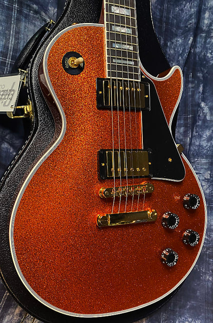 NEW ! 2024 Gibson Made 2 Measure Custom Shop Les Paul Custom Dealer Select Orange Sparkle - Authorized Dealer 10.45 lb - G03955