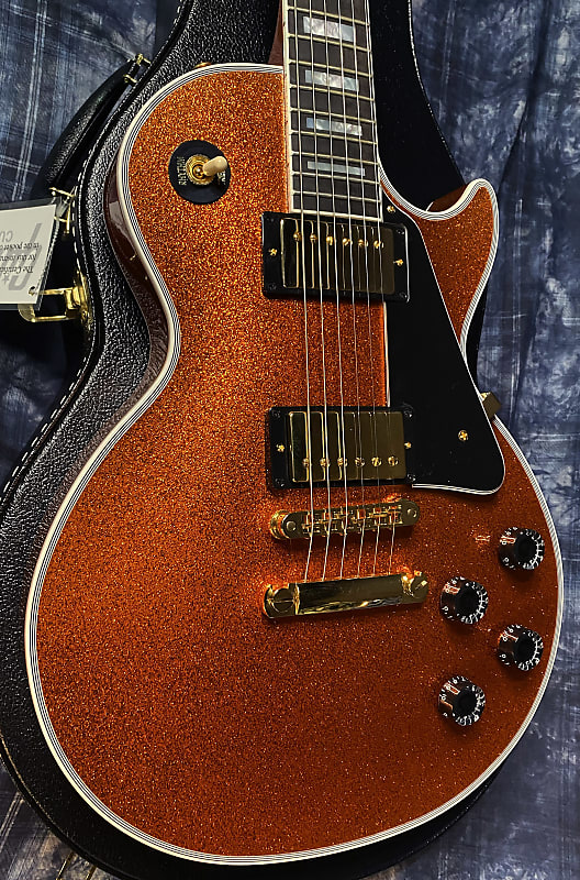 NEW ! 2024 Gibson Made 2 Measure Custom Shop Les Paul Custom Dealer Select Orange Sparkle - Authorized Dealer 10.45 lb - G03955