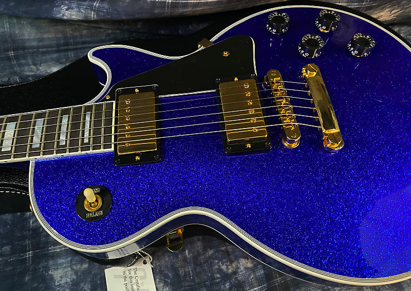 NEW ! 2024 Gibson Special Order Custom Shop Les Paul Custom Dealer Select - Dark Blue Sparkle - Authorized Dealer - 10 lbs - G03840