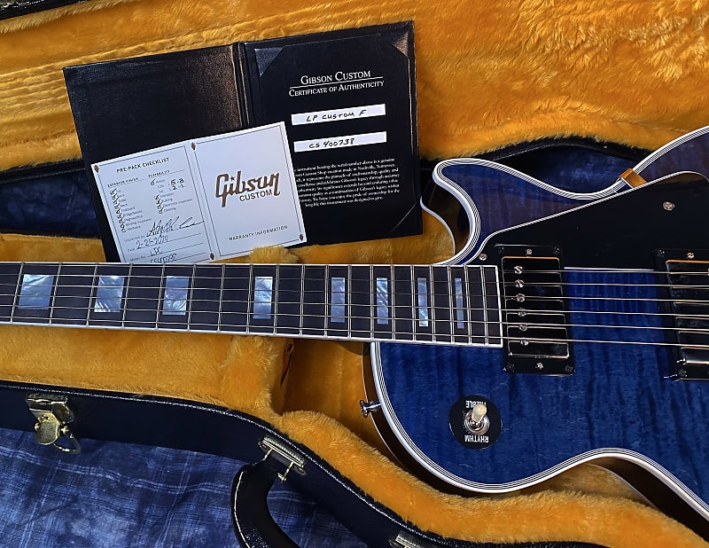 NEW! 2024 Gibson Custom Shop Les Paul Custom - Dealer Select - Authorized Dealer - Translucent Blue Monster Flame Top - Super RARE! 9.5 lbs - G03841