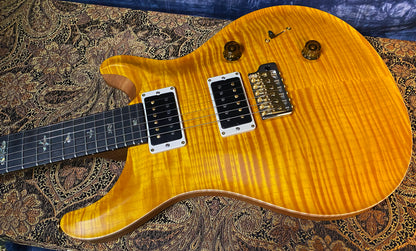 BRAND NEW ! 2024 Paul Reed Smith Custom 24 CU24 - Wood Library - Torrefied Flamed Maple Neck Ebony Fretboard - Satin Santana Yellow - Authorized Dealer - 7.25 lbs - G03557