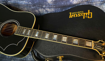 NEW ! 2024 Gibson Acoustic Hummingbird Custom Acoustic-Electric Guitar - Ebony - Authorized Dealer - 5lbs - G03745