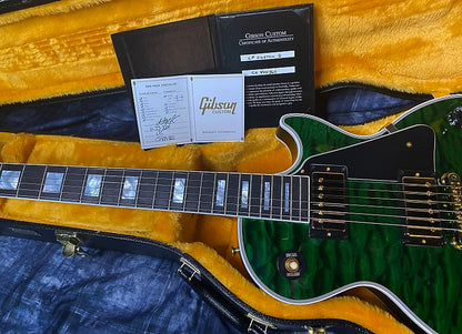 NEW! 2024 Gibson Dealer Select Custom Shop Les Paul Custom AAAAA Quilt - Transparent Green - Authorized Dealer - WOW! 9.9 lbs - G04111