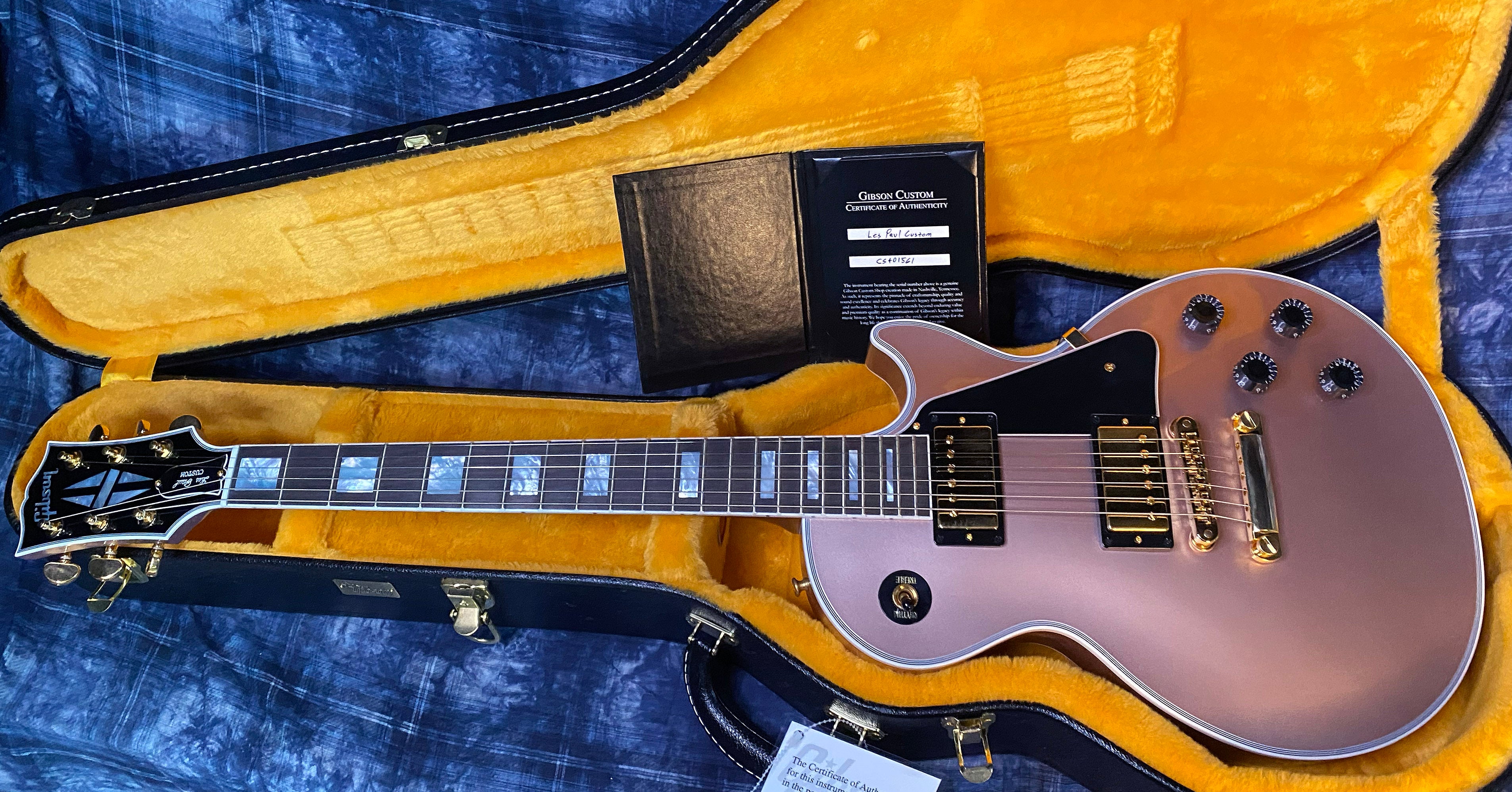 BRAND NEW! 2024 Gibson Dealer Select Custom Shop Les Paul Custom - Rose Gold Authorized Dealer - 10 lbs - G03323