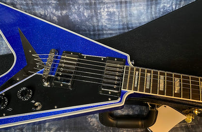 NEW! 2024 Gibson Custom Shop Flying V Custom Ebony Board - Dealer Select - Blue Sparkle - Only 7 lbs - Chrome Hardware - Authorized Dealer - Limited Edition! G04213 - Blem - SAVE BIG