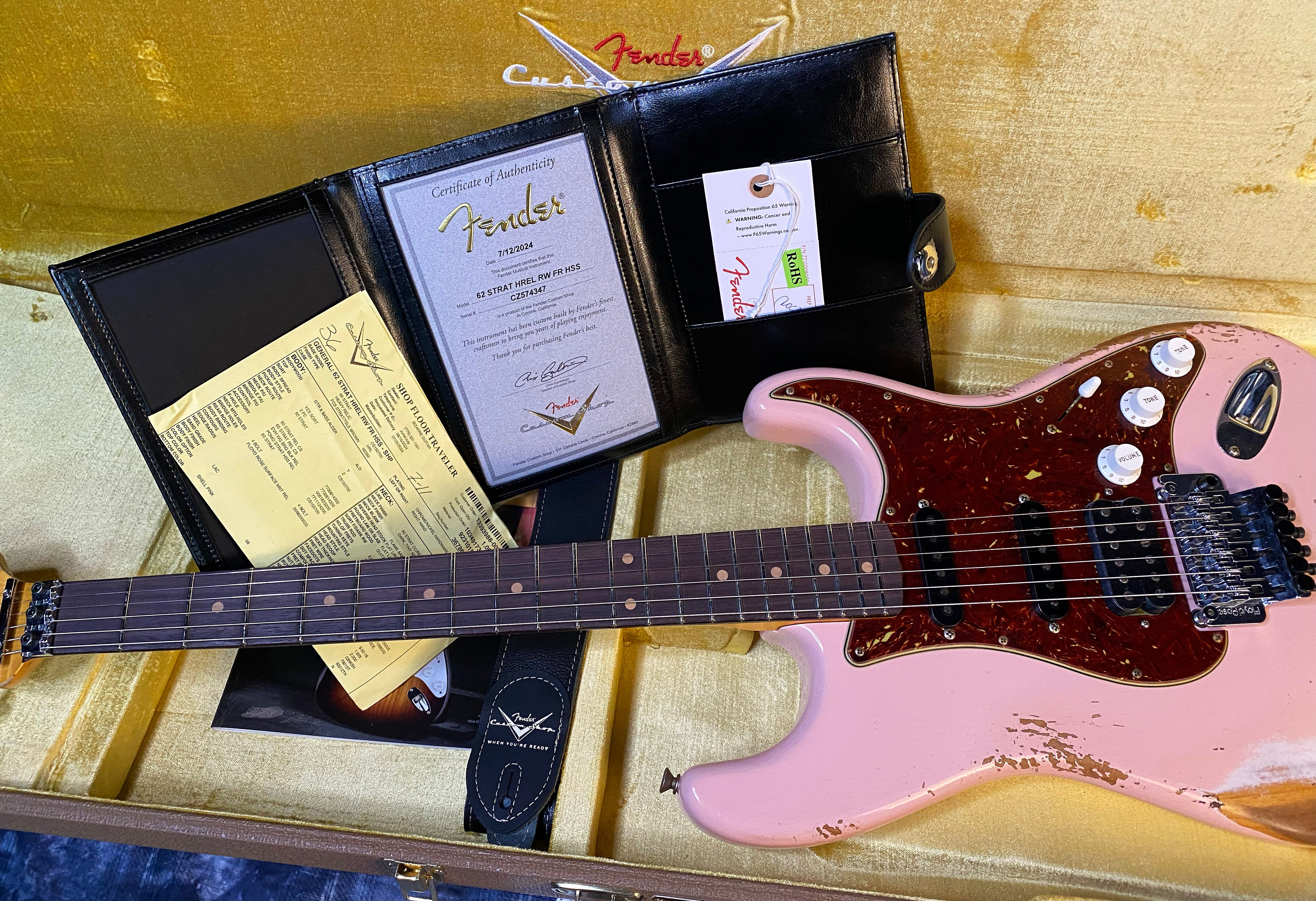 NEW ! 2024 Fender Custom Shop 62 HSS Shredder - Floyd Rose - EVH Wolfgang Bridge Pick-Up - Stratocaster Heavy Relic - Shell Pink - AAA Flamed Maple Neck - Authorized Dealer - 7.8lbs - G03360