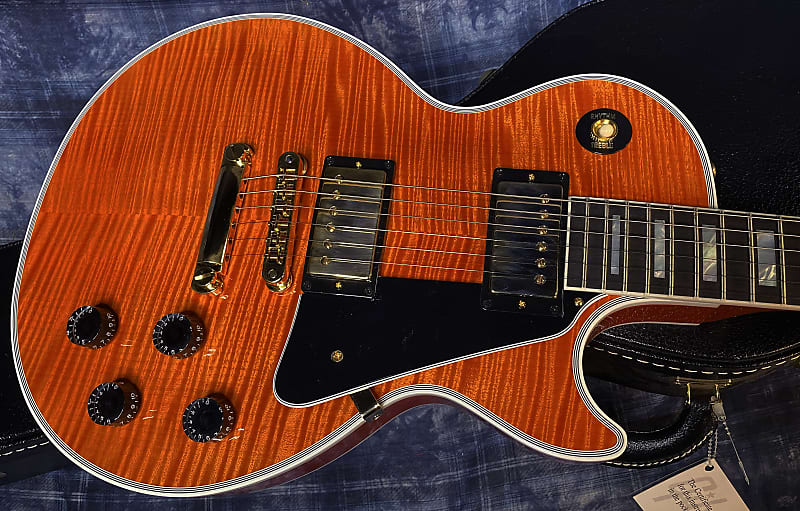 NEW! Gibson Custom Shop Les Paul Custom - Dealer Select - Authorized Dealer - Translucent Orange MONSTER Flame Top! WOW - Super RARE! 10 lbs - G03871