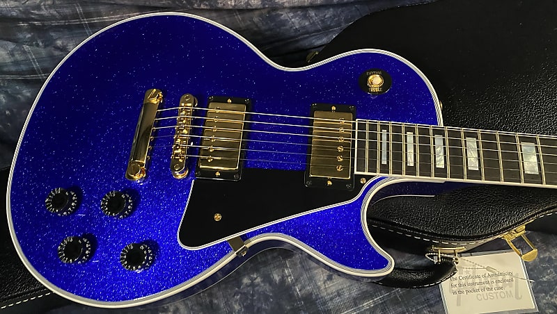 NEW ! 2024 Gibson Special Order Custom Shop Les Paul Custom Dealer Select - Dark Blue Sparkle - Authorized Dealer - 10.1 lbs - G03842