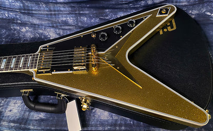 NEW! 2024 Gibson Custom Shop Flying V Custom - Gold Sparkle - Ebony Board - Authorized Dealer - Ultra RARE! Dealer Select - Only 7 lbs - G03879