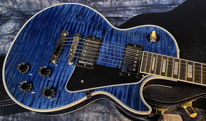 NEW! 2024 Gibson Custom Shop Les Paul Custom - Dealer Select - Authorized Dealer - Translucent Blue Monster Flame Top - Super RARE! 9.9 lbs - G03951