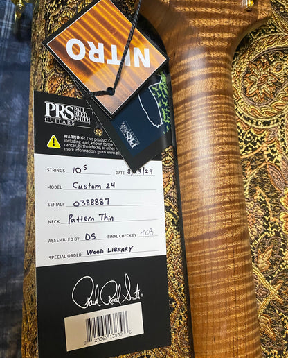 BRAND NEW ! 2024 Paul Reed Smith Custom 24 CU24 - Wood Library - Torrefied Flamed Maple Neck Ebony Fretboard - Trampas Green Fade - Authorized Dealer - 7.7 lbs - G03561