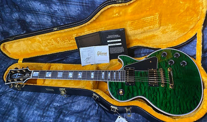 NEW! 2024 Gibson Dealer Select Custom Shop Les Paul Custom AAAAA Quilt - Transparent Green - Authorized Dealer - WOW! 9.9 lbs - G04111