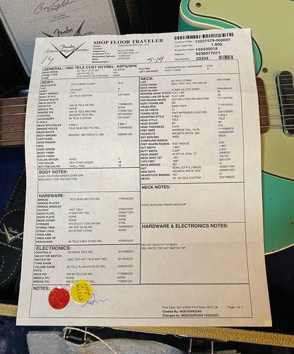 UNPLAYED ! 2024 Fender Custom Shop '60 Heavy Relic Telecaster Handwound Pick-Ups - Modern Specs - Seafoam Green Over 3-Tone Sunburst with Matching Peg Head - Only 6.75 lbs - Authorized Dealer - G03530