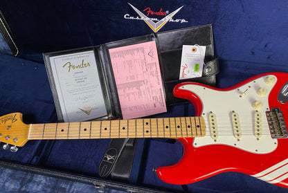 NEW ! 2024 Fender Custom Shop LTD '69 Stratocaster Journeyman Relic Limited Edition - Hot Rod Red with White Racing Stripes - Authorized Dealer - 7.6 lbs - G03072