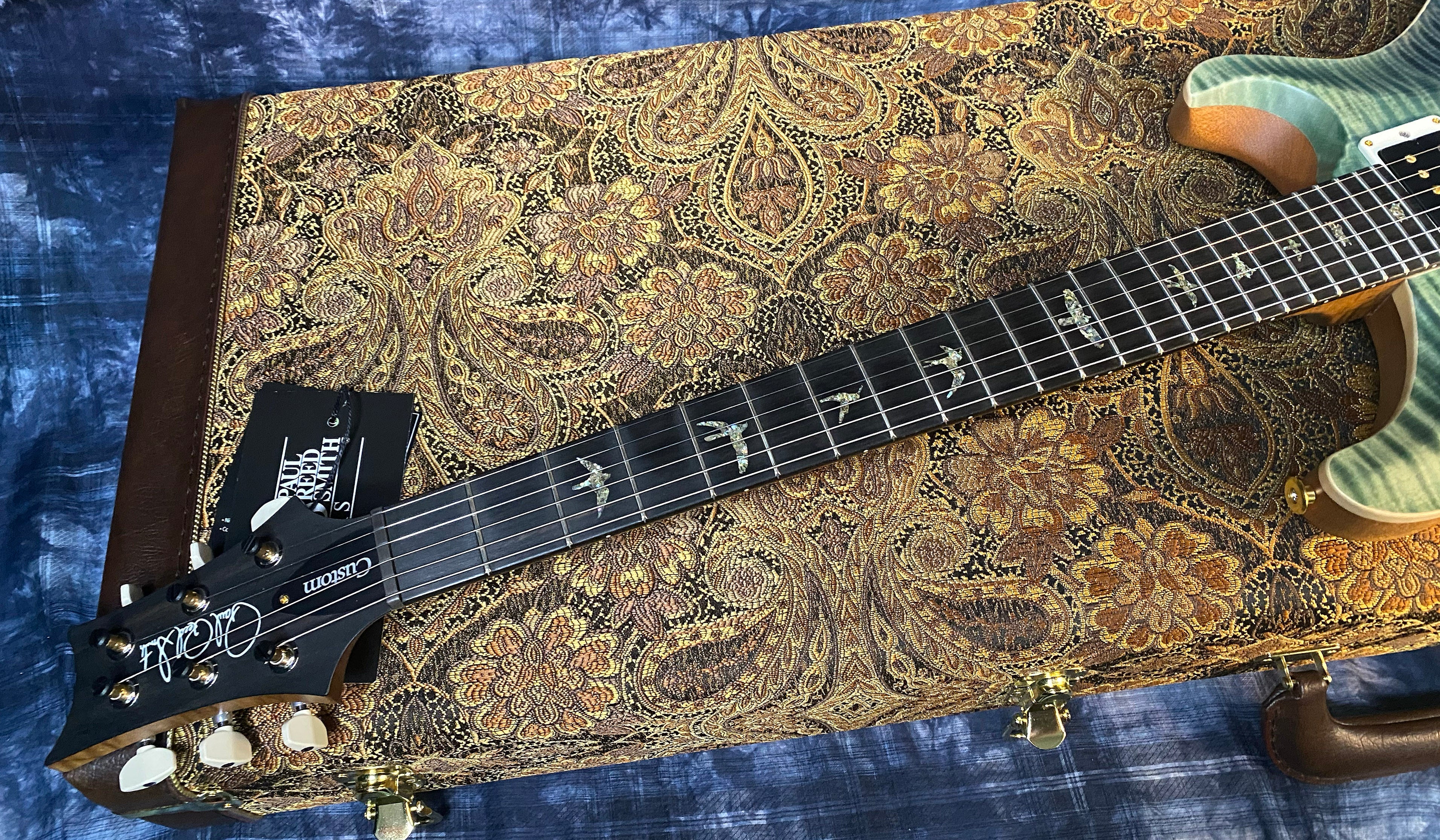 BRAND NEW ! 2024 Paul Reed Smith Custom 24 CU24 - Wood Library - Torrefied Flamed Maple Neck Ebony Fretboard - Trampas Green Fade - Authorized Dealer - 7.7 lbs - G03561