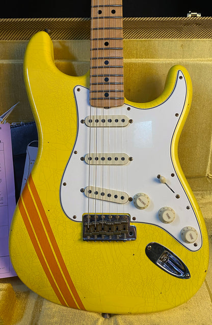 NEW ! 2024 Fender Custom Shop LTD '69 Stratocaster Journeyman Relic Limited Edition - Graffiti Yellow with Orange Competition Racing Stripes - Authorized Dealer - 7.8 lbs - G0204