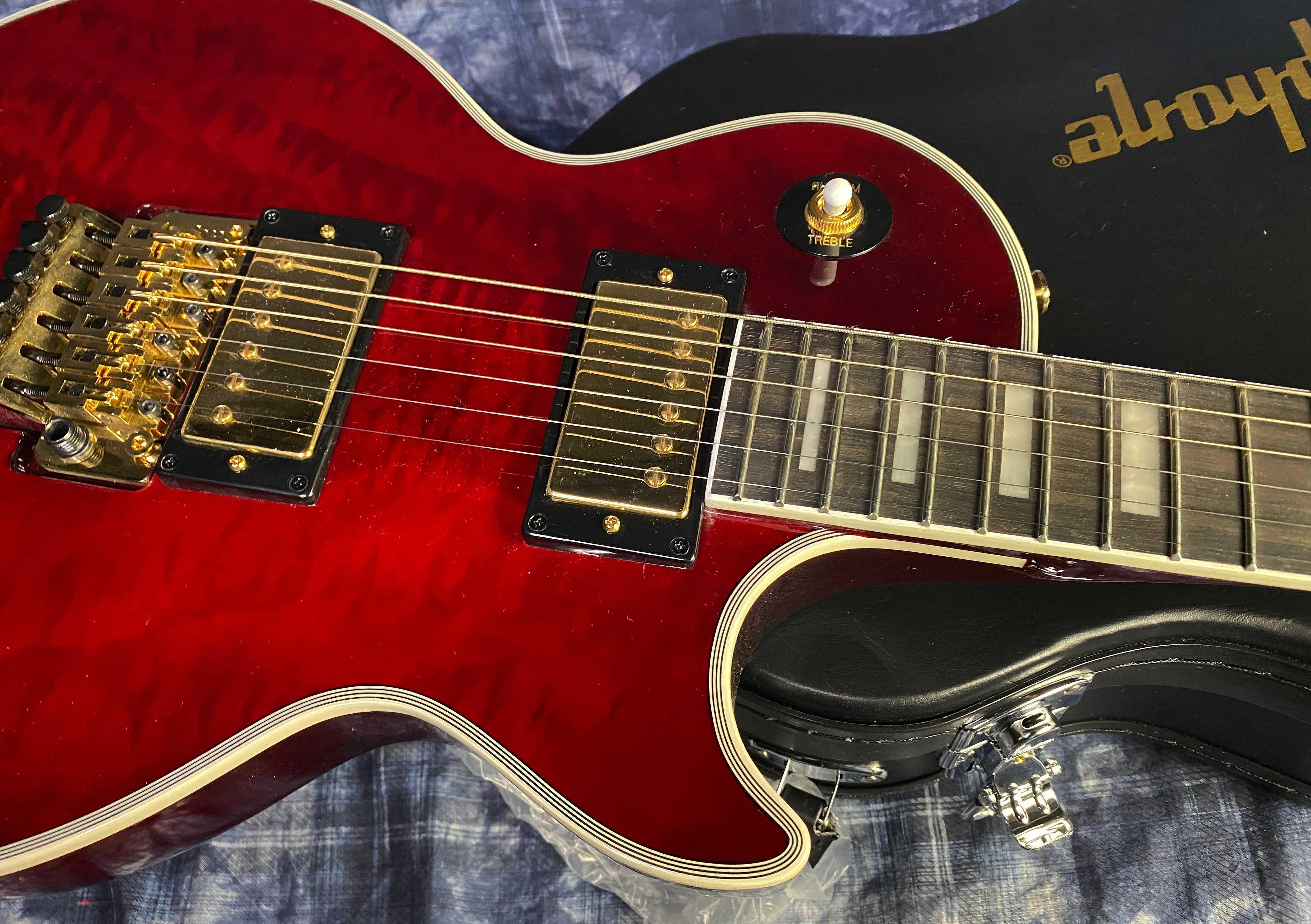 NEW ! 2024 Epiphone Alex Lifeson Les Paul Custom Axcess Electric Guitar - Ruby - Authorized Dealer - G02998