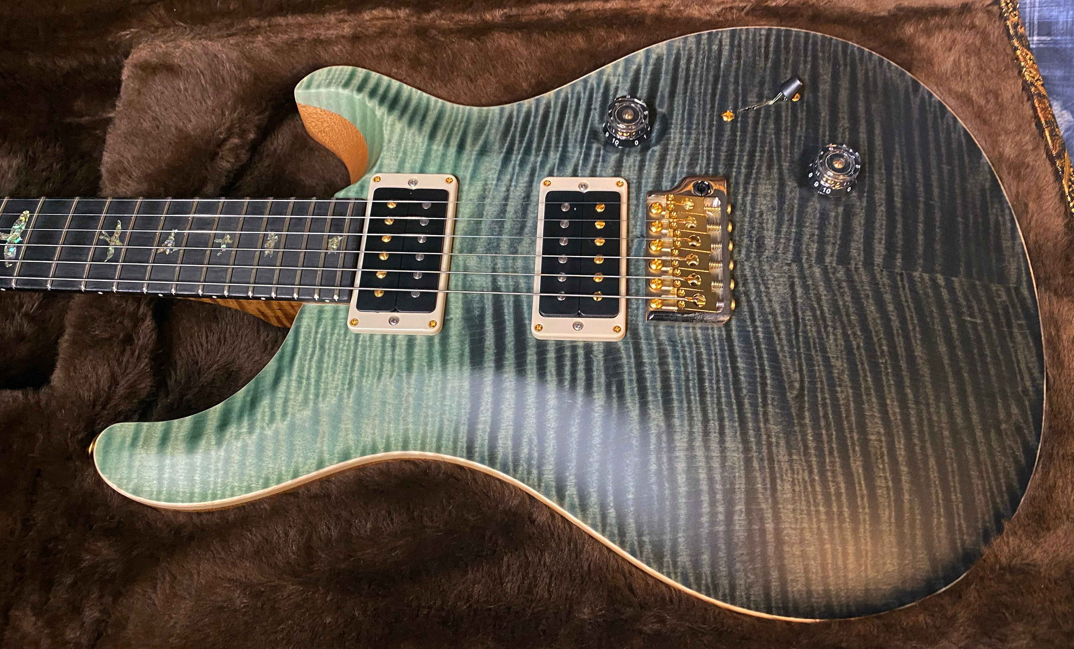 BRAND NEW ! 2024 Paul Reed Smith Custom 24 CU24 - Wood Library - Torrefied Flamed Maple Neck Ebony Fretboard - Trampas Green Fade - Authorized Dealer - 7.7 lbs - G03561