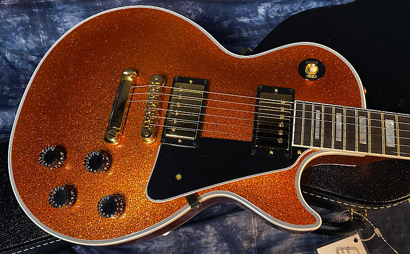 NEW ! 2024 Gibson Made 2 Measure Custom Shop Les Paul Custom Dealer Select Orange Sparkle - Authorized Dealer 9.8 lb - G03954