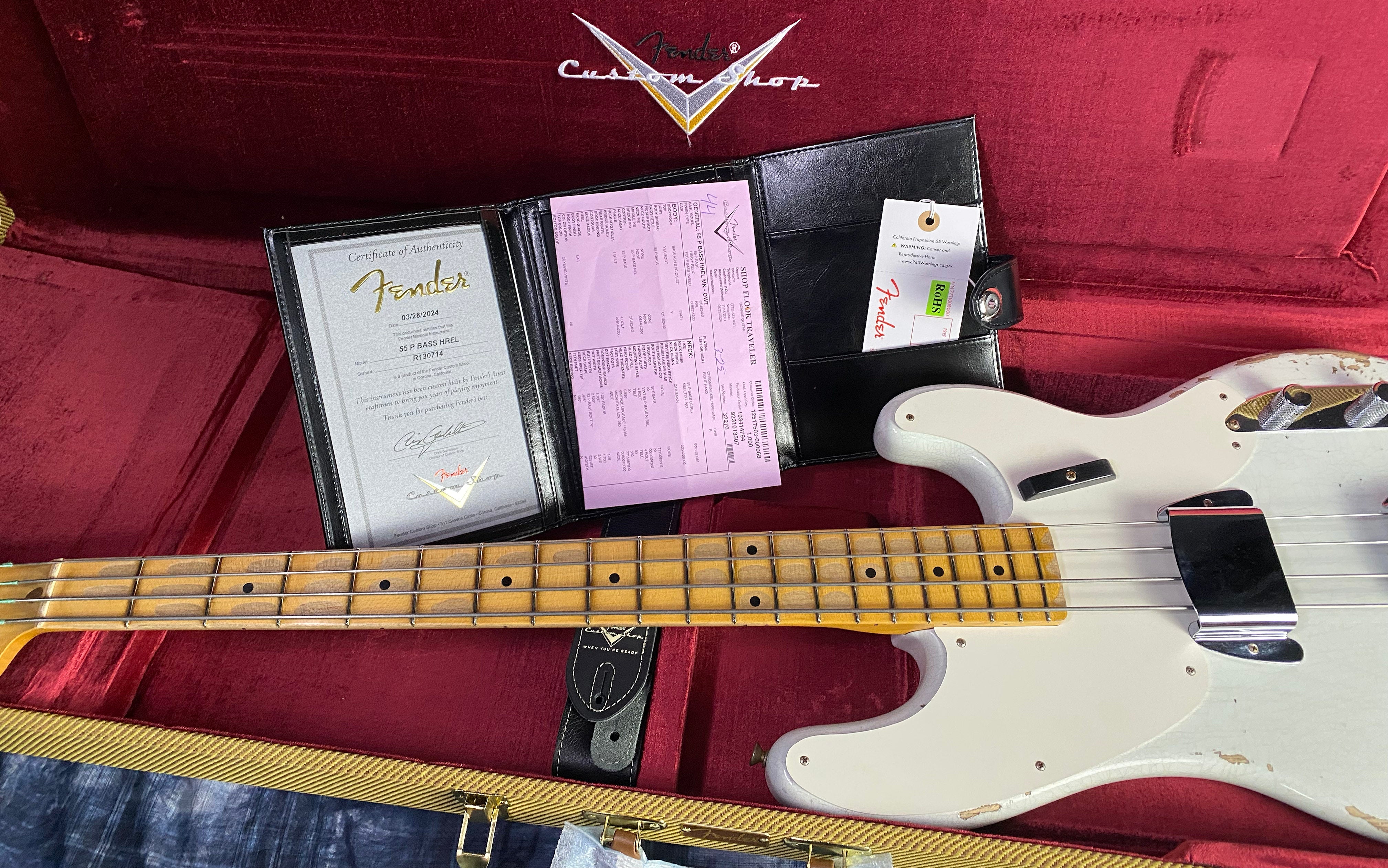 NEW! 2024 Fender Custom Shop '55 Precision Bass Relic - Authorized Dealer - Olympic White - 9lbs - G03046