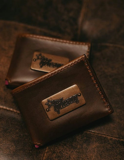 NEW! Gibson  Lifton Wallet - Brown Leather - Pink Interior - Limited Edition! Authorized Dealer