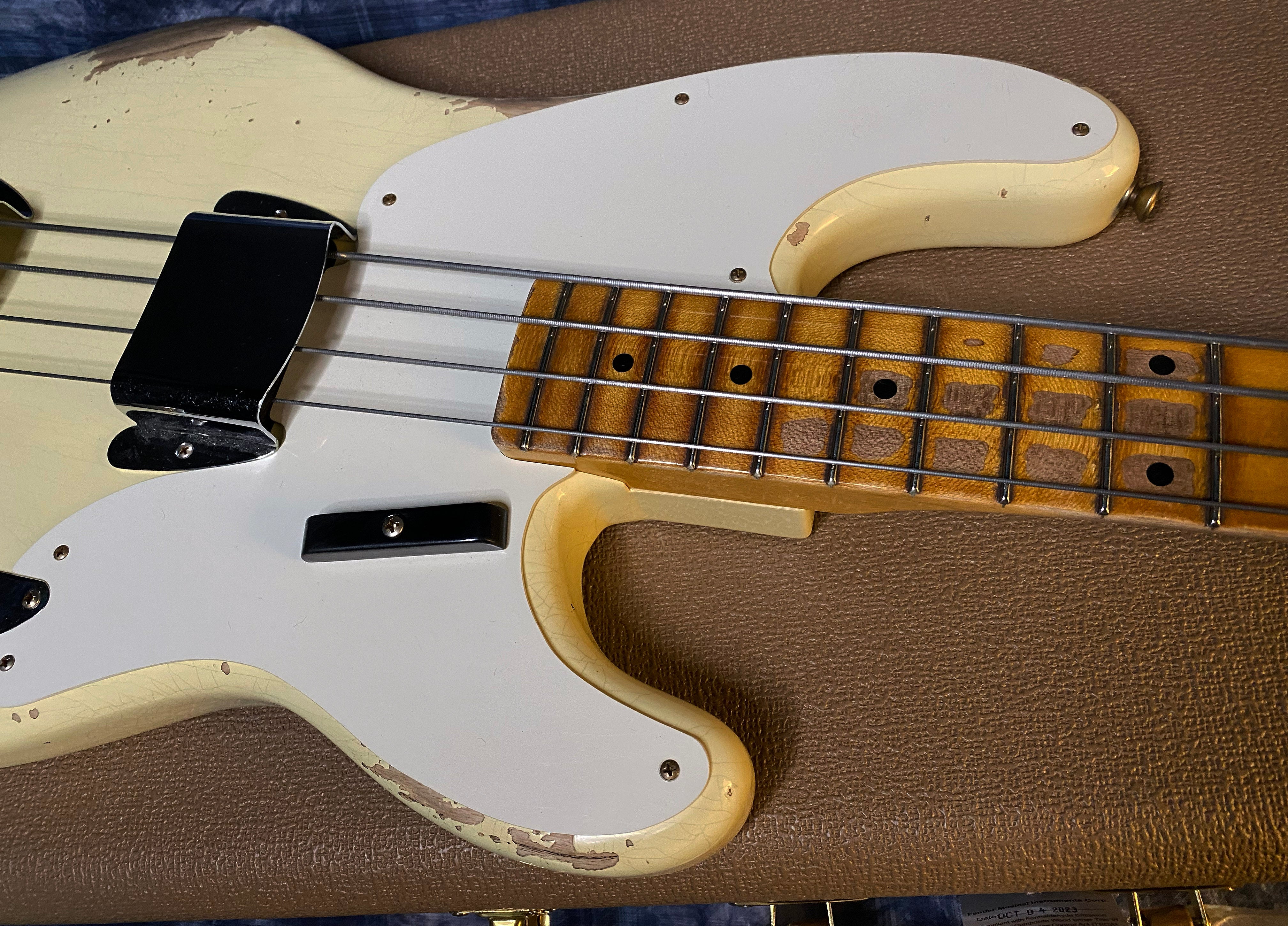 NEW!! 2024 Fender Custom Shop '55 Precision Bass Relic - Vintage White - 8.8 lbs Authorized Dealer! G03416