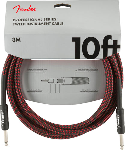 NEW ! Fender Professional Series Instrument Cables, 10', Red Tweed - Authorized Dealer - Lifetime Warranty