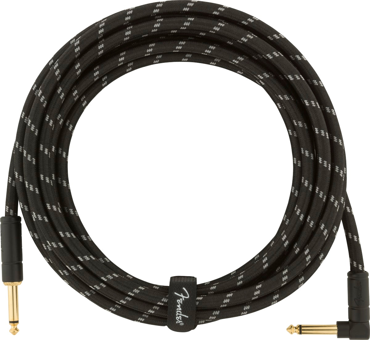 NEW ! Fender Deluxe Series Instrument Cable, Straight/Angle, 15' Black Tweed - Authorized Dealer - Lifetime Warranty