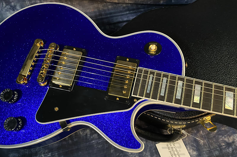 NEW ! 2024 Gibson Special Order Custom Shop Les Paul Custom Dealer Select - Dark Blue Sparkle - Authorized Dealer - 10 lbs - G03840