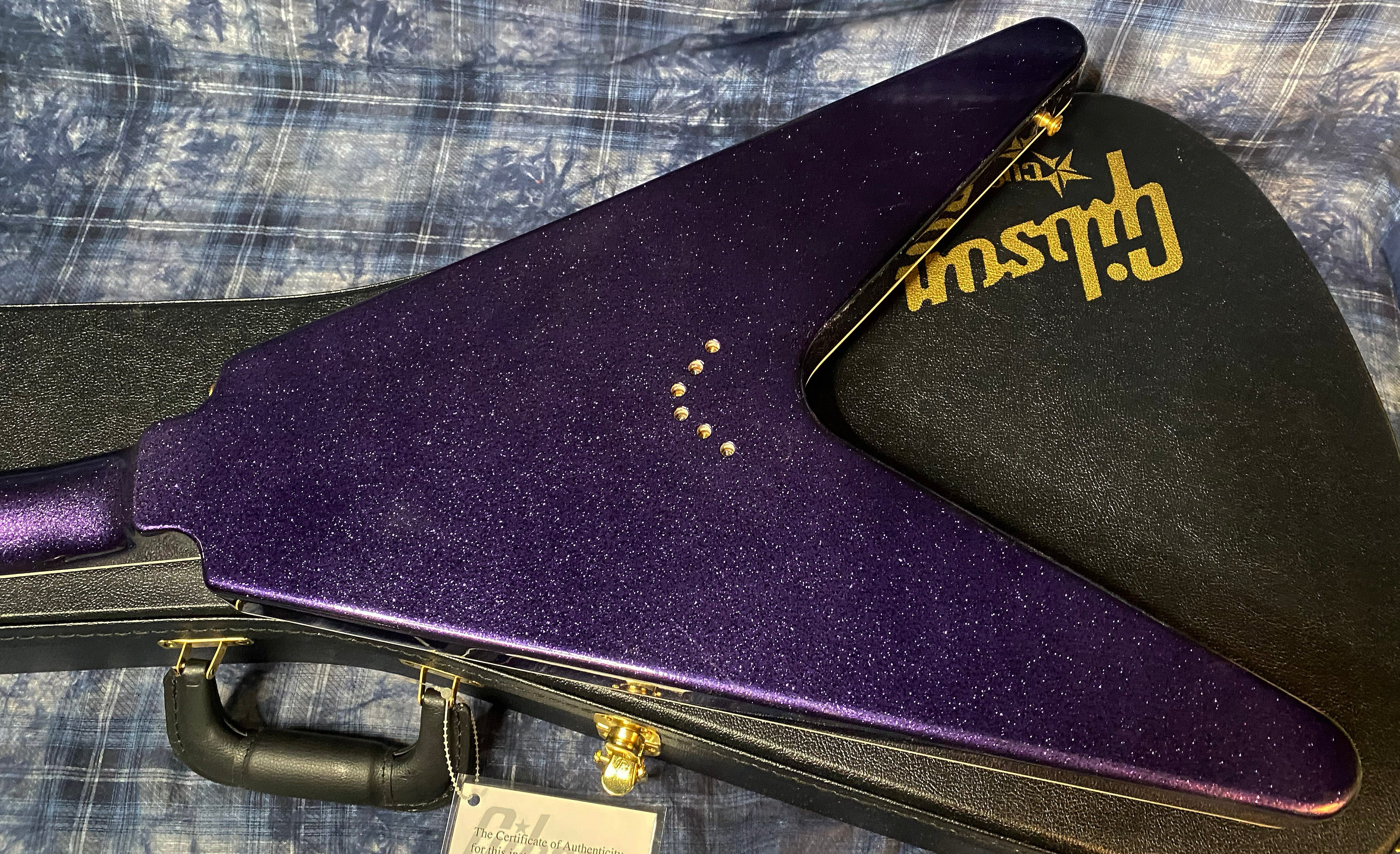 NEW! 2024 Gibson Custom Shop Flying V Custom - Purple Sparkle - Ebony Board - Authorized Dealer - Ultra RARE! Dealer Select - 7.9lbs - G04161