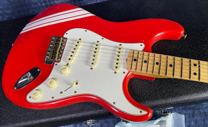 NEW ! 2024 Fender Custom Shop LTD '69 Stratocaster Journeyman Relic Limited Edition - Hot Rod Red with White Racing Stripes - Authorized Dealer - 7.6 lbs - G03072