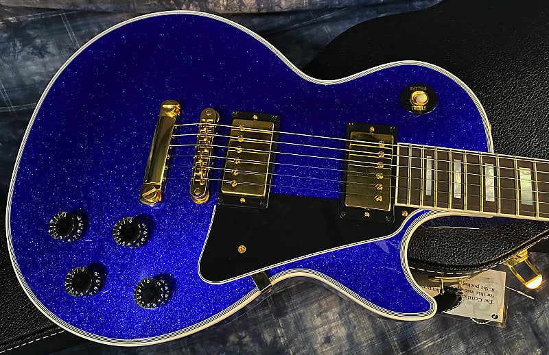 NEW ! 2024 Gibson Special Order Custom Shop Les Paul Custom Dealer Select - Dark Blue Sparkle - Authorized Dealer - Only 9.75 lbs - G03857