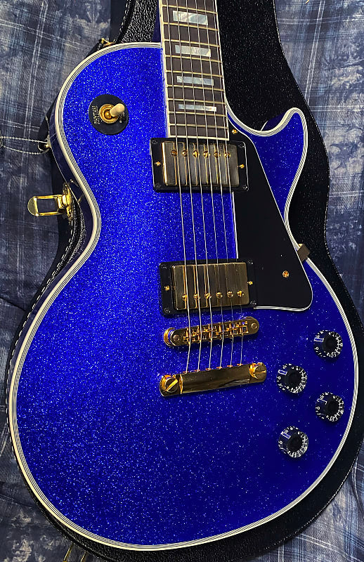 NEW ! 2024 Gibson Special Order Custom Shop Les Paul Custom Dealer Select - Dark Blue Sparkle - Authorized Dealer - 10.2 lbs - G03864