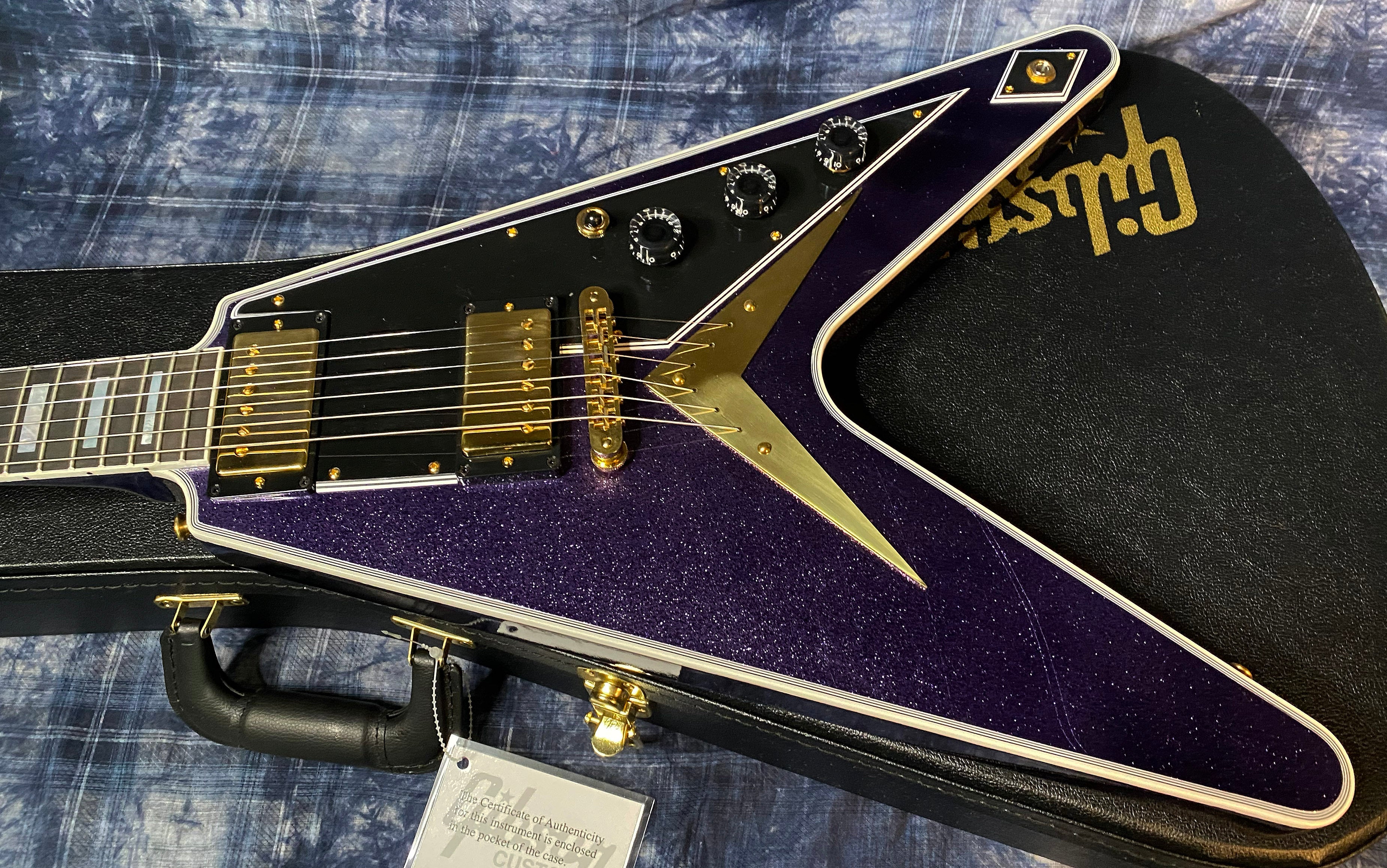 NEW! 2024 Gibson Custom Shop Flying V Custom - Purple Sparkle - Ebony Board - Authorized Dealer - Ultra RARE! Dealer Select - 7.9lbs - G04161