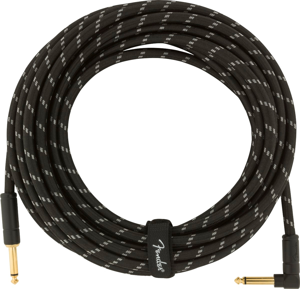 NEW ! Fender Deluxe Series Instrument Cable - Straight/Angle - 25' - Black Tweed - Authorized Dealer