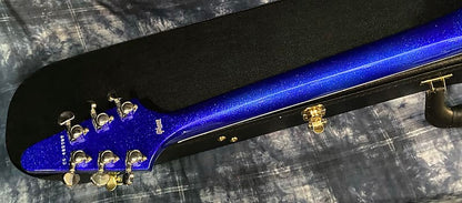 NEW! 2024 Gibson Custom Shop Flying V Custom Ebony Board - Dealer Select - Blue Sparkle - 8.1 lbs - Chrome Hardware - Authorized Dealer - Limited Edition! G03863