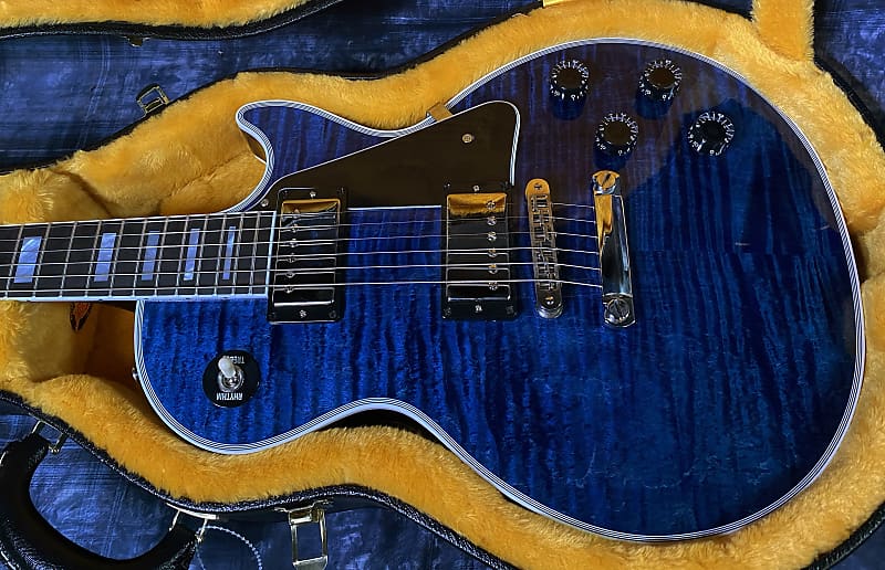 NEW! 2024 Gibson Custom Shop Les Paul Custom - Dealer Select - Authorized Dealer - Translucent Blue Monster Flame Top - Super RARE! 9.5 lbs - G03841