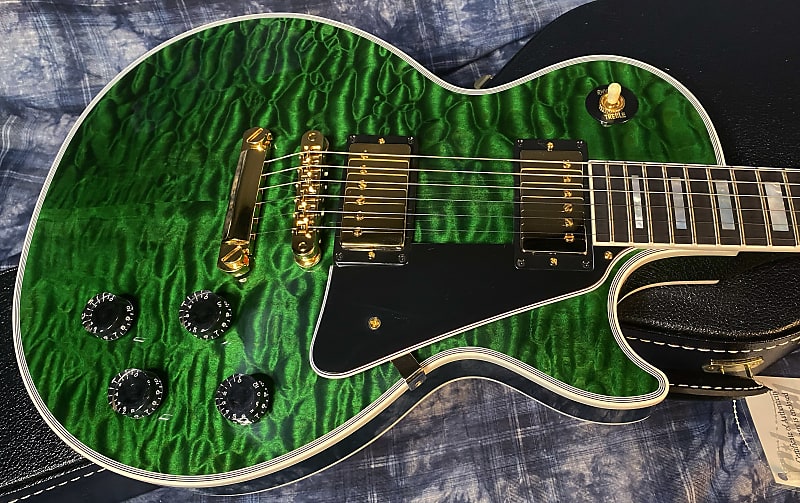 NEW! 2024 Gibson Dealer Select Custom Shop Les Paul Custom AAAAA Quilt - Transparent Green - Authorized Dealer - WOW! 9.9 lbs - G04111