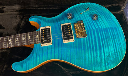 NEW! 2024 PRS Custom 24 - Paul Reed Smith - 10-Top ! Incredible Flame Top - WOW - Carroll Blue Finish - Authorized Dealer - 7.55 lbs - G03076