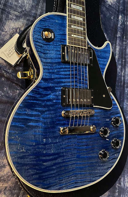 NEW! 2024 Gibson Custom Shop Les Paul Custom - Dealer Select - Authorized Dealer - Translucent Blue Monster Flame Top - Super RARE! 9.9 lbs - G03951