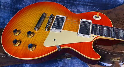 NEW ! 2024 Gibson Custom 1960 Les Paul Standard Reissue VOS - Tangerine Burst - Killer 3D Flame Top - Major Depth and Movement - Authorized Dealer - ONLY 8.2 lbs !!! - G03728