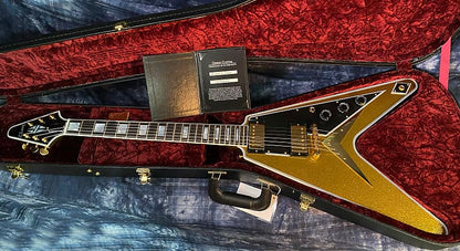 NEW! 2024 Gibson Custom Shop Flying V Custom - Gold Sparkle - Ebony Board - Authorized Dealer - Ultra RARE! Dealer Select - Only 7.1 lbs - G03875