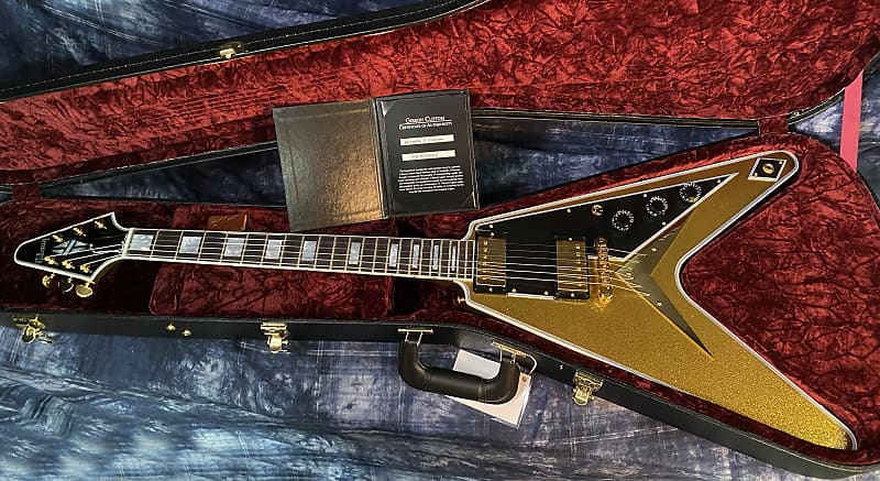 NEW! 2024 Gibson Custom Shop Flying V Custom - Gold Sparkle - Ebony Board - Authorized Dealer - Ultra RARE! Dealer Select - Only 7.1 lbs - G03875