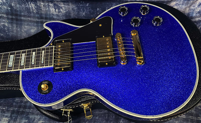 NEW ! 2024 Gibson Special Order Custom Shop Les Paul Custom Dealer Select - Dark Blue Sparkle - Authorized Dealer - 10 lbs - G03858