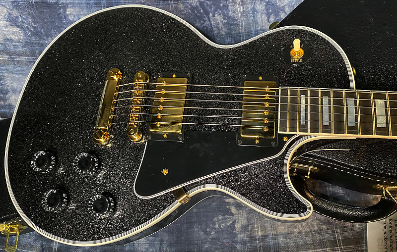 NEW ! 2024 Gibson Dealer Select Custom Shop Les Paul Custom - Large Flake Black Sparkle - Authorized Dealer - 10.6 lbs - G03860